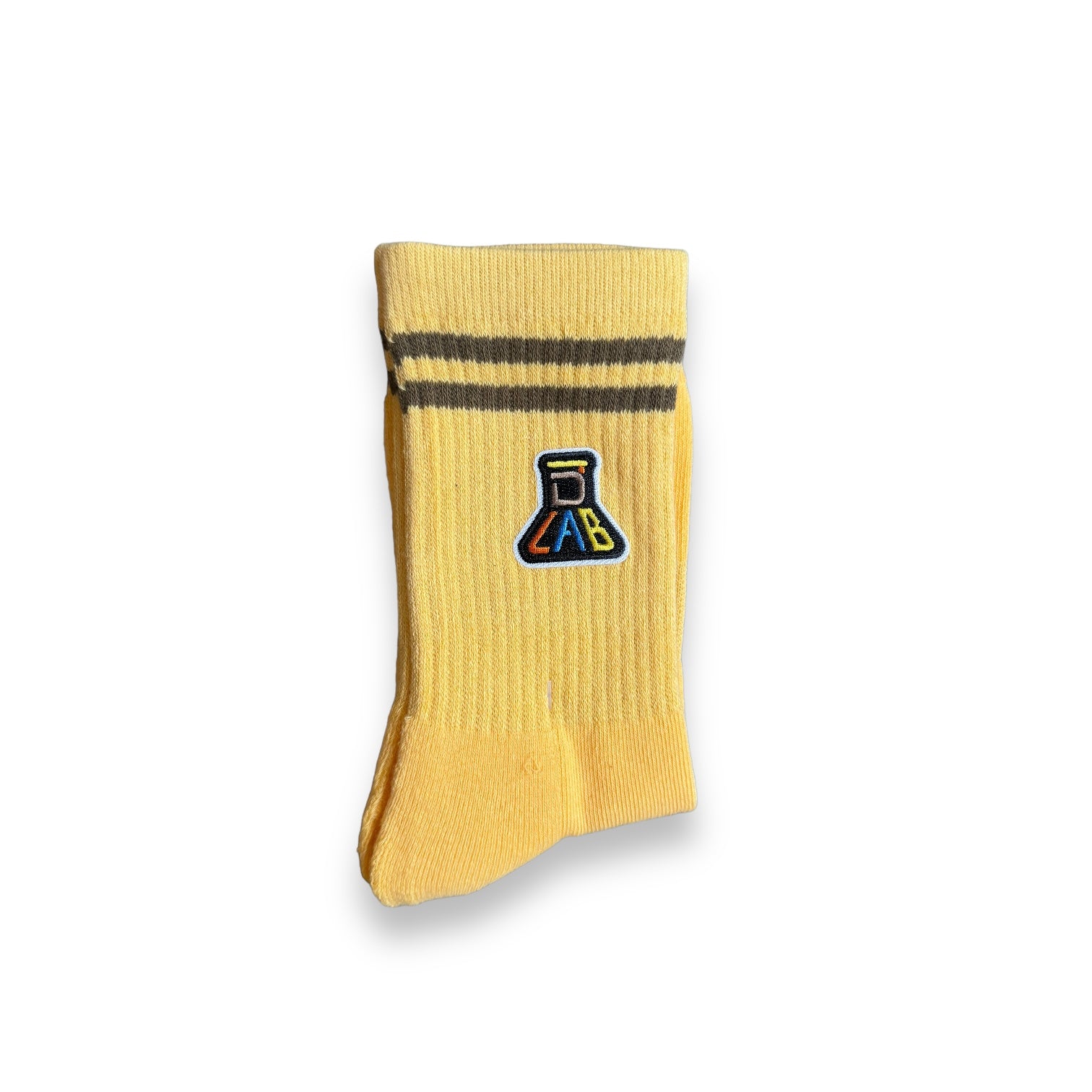 Dlab Socks (High) Green/Orange Lines with Embroidered Patch Color Logo