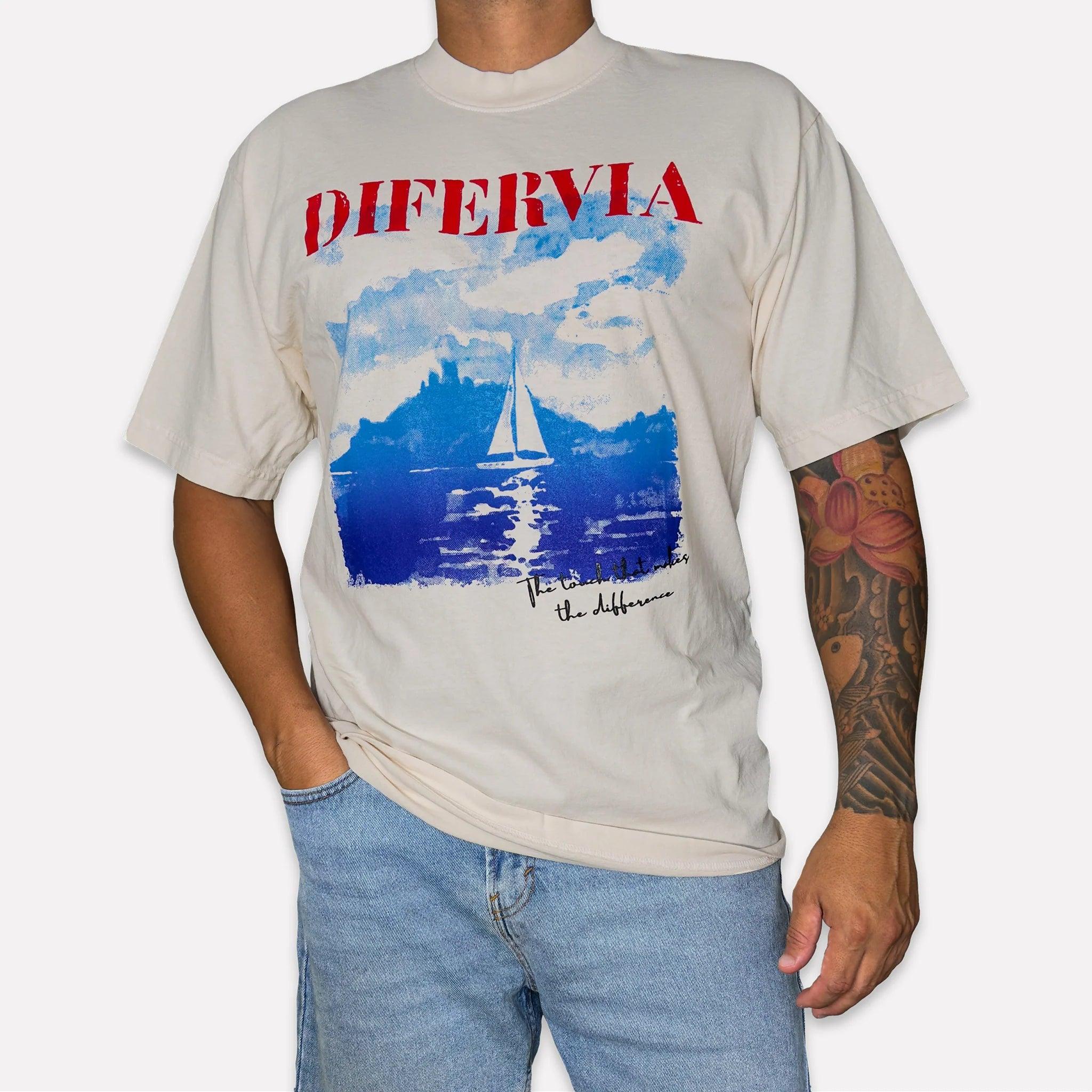 DIFERVIA SAILBOAT, CREAM T-SHIRT - DlabStore