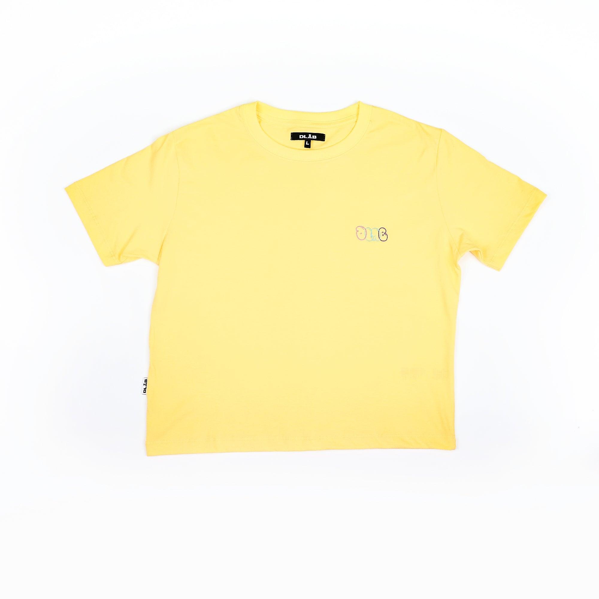 Dlab Women's "Ballon Graffiti" Embroidered Crop Top (Bright Yellow) - DlabStore