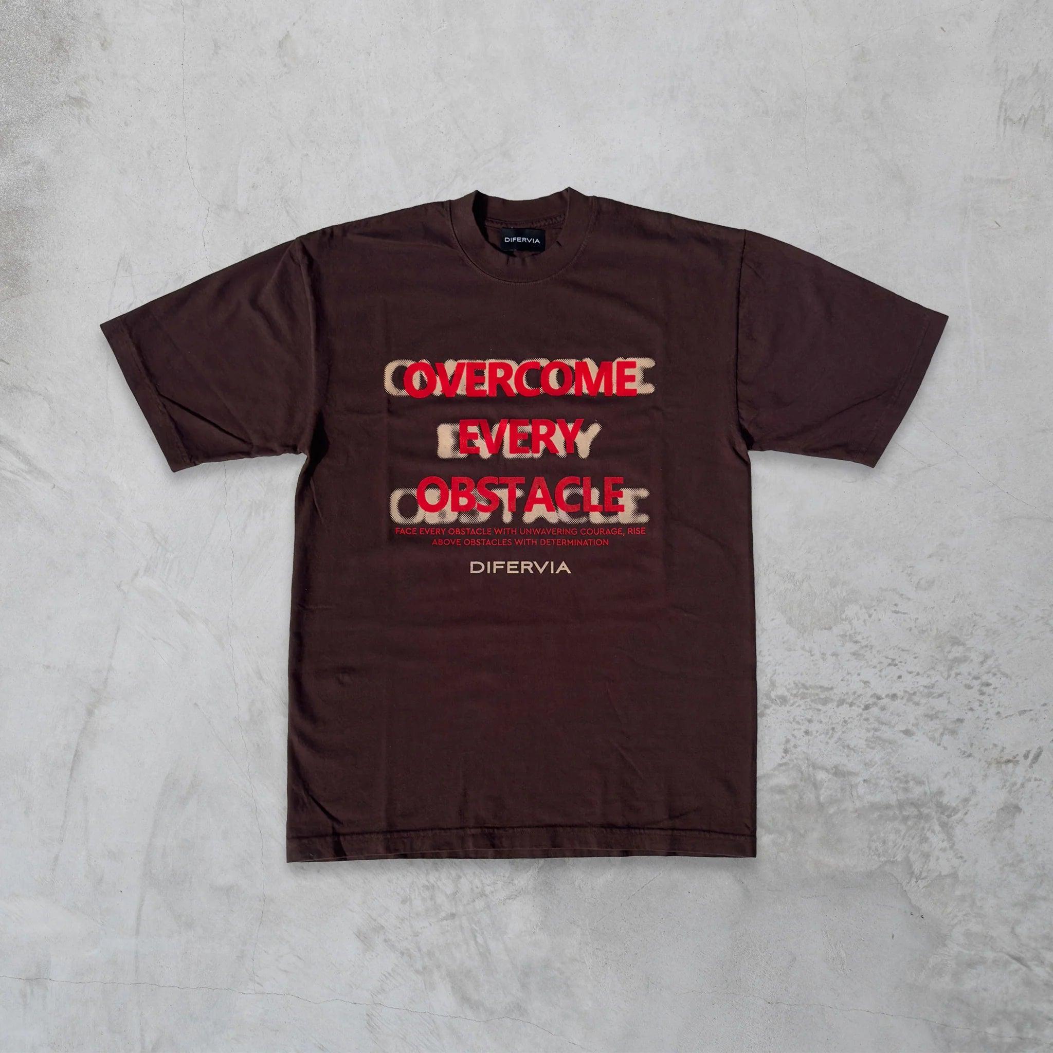DIFERVIA OVERCOME EVERY OBSTACLE, BROWN T-SHIRT - DlabStore